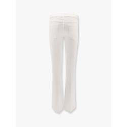 Stretch cotton trouser with embroidered monogram
