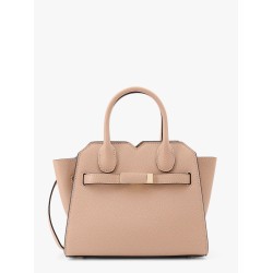 Leather handbag with frontal walker and strap