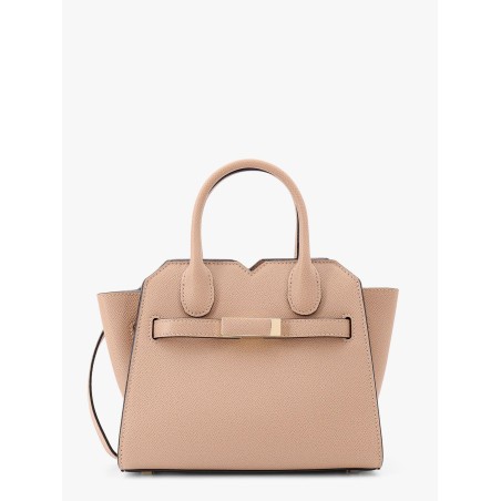 Leather handbag with frontal walker and strap