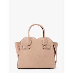 Leather handbag with frontal walker and strap
