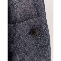 Margherita linen and cotton trench coat with denim effect