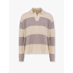 Striped cotton and viscose polo shirt