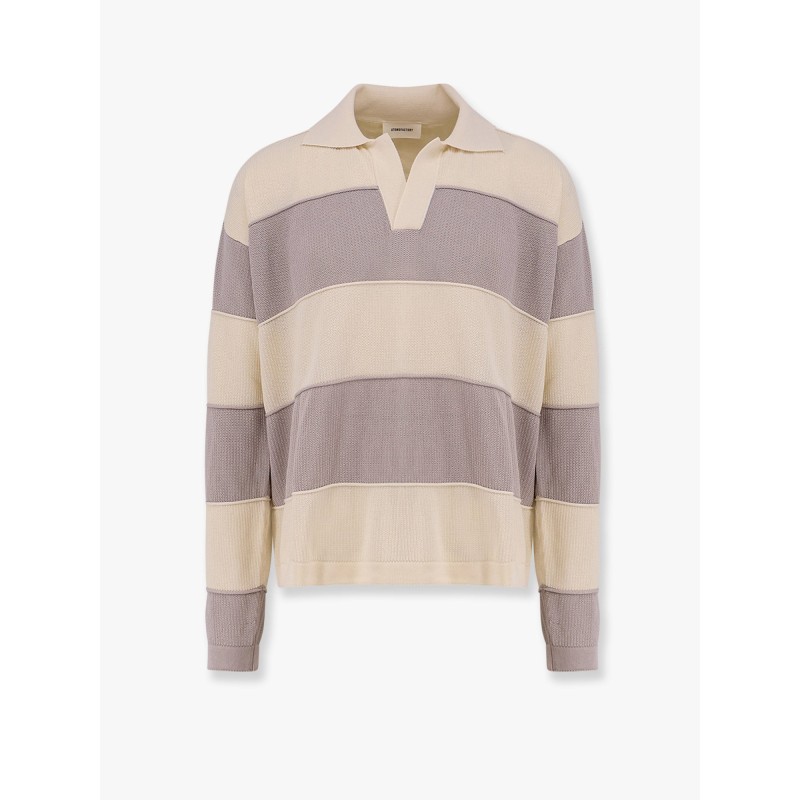 Striped cotton and viscose polo shirt