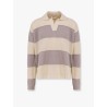 Striped cotton and viscose polo shirt