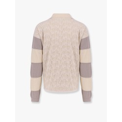 Striped cotton and viscose polo shirt