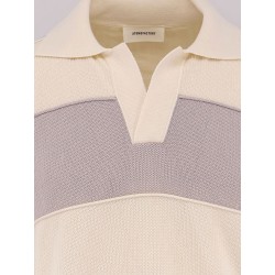 Striped cotton and viscose polo shirt