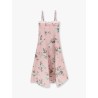 Linen blend long dress with multicolor floral print
