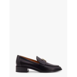 Leather loafer with t-timeless metal logo