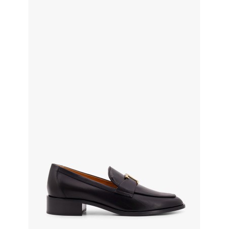 Leather loafer with t-timeless metal logo