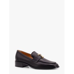 Leather loafer with t-timeless metal logo