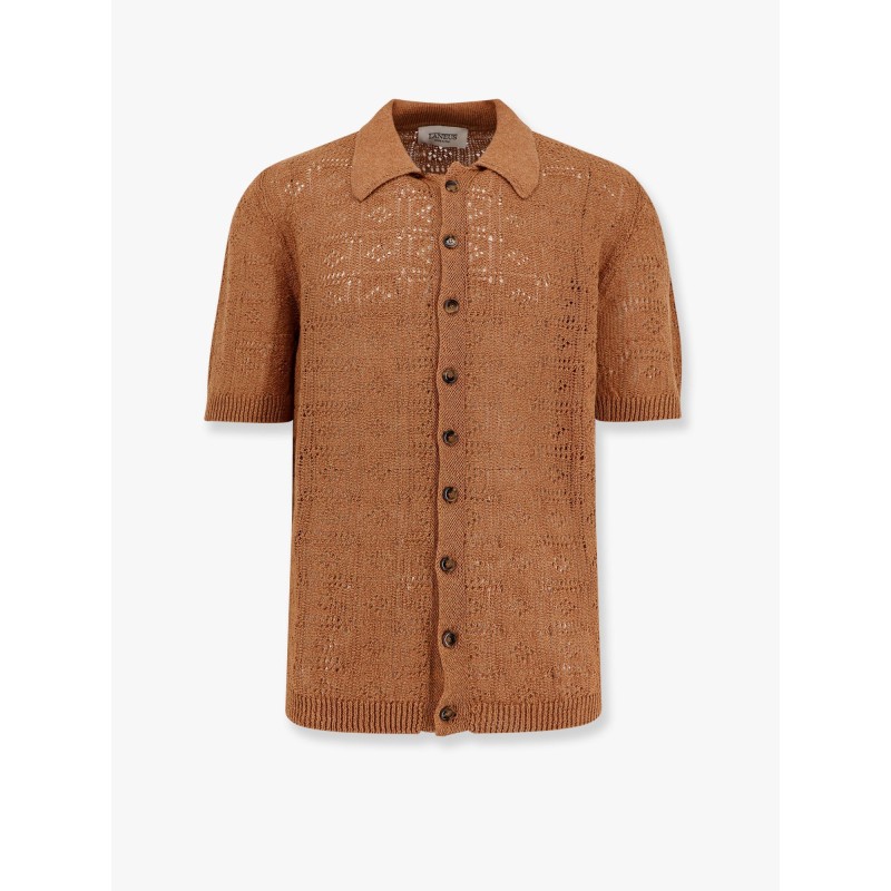 Perforated linen and cotton cardigan