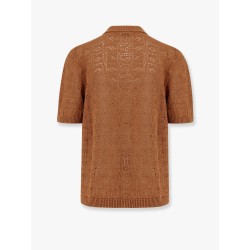 Perforated linen and cotton cardigan