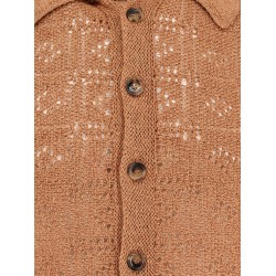 Perforated linen and cotton cardigan