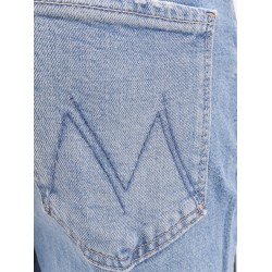 Cotton blend jeans with back logo label