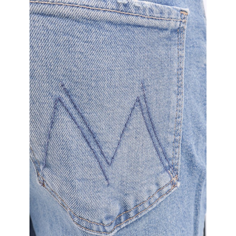 Cotton blend jeans with back logo label