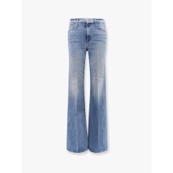Cotton blend jeans with back logo label