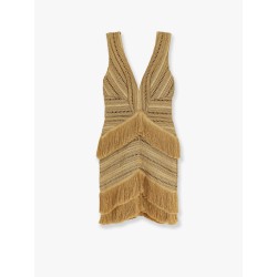 Pampas mini dress with embroidery and fringes