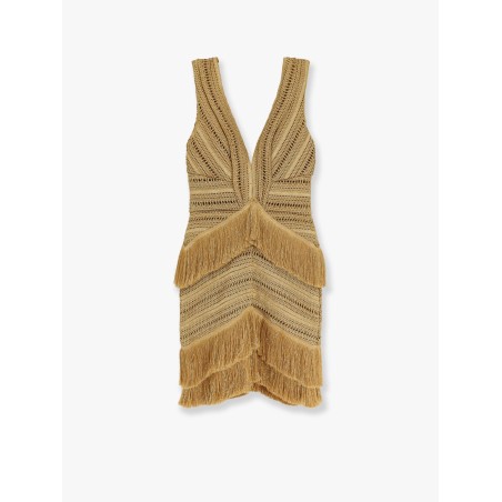 Pampas mini dress with embroidery and fringes