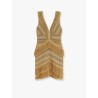 Pampas mini dress with embroidery and fringes