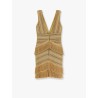 Pampas mini dress with embroidery and fringes