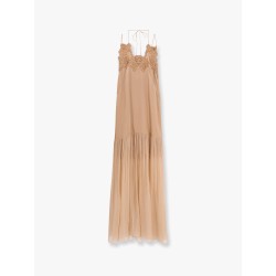 Satin long dress with silk skirt