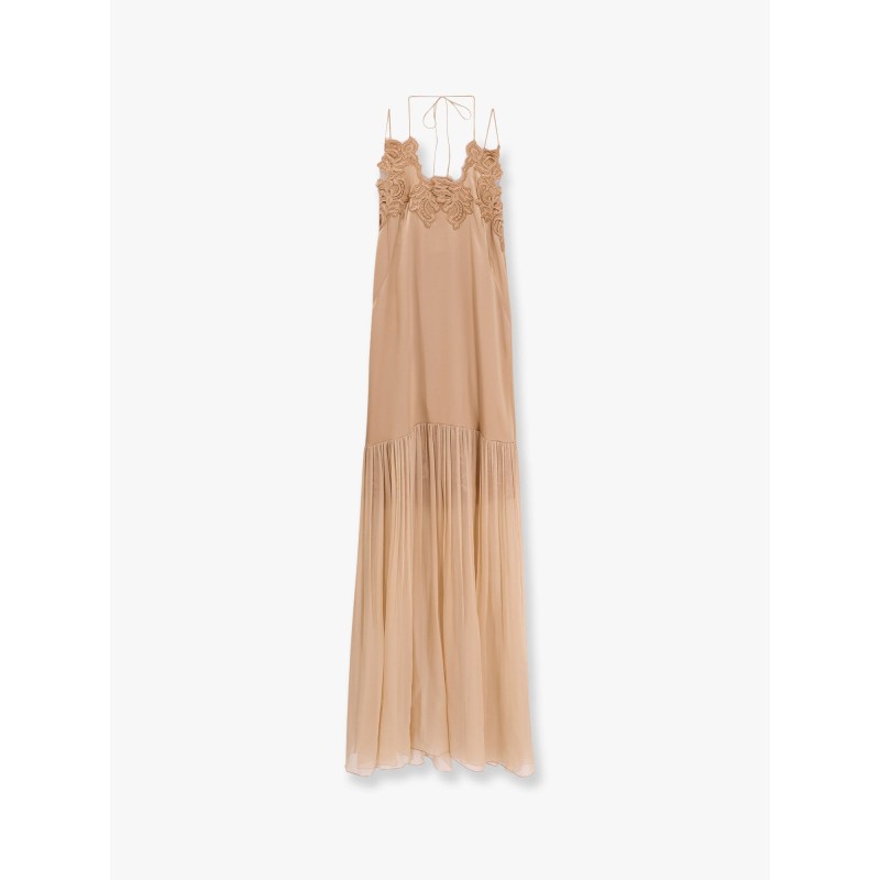 Satin long dress with silk skirt