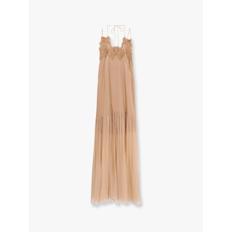 Satin long dress with silk skirt