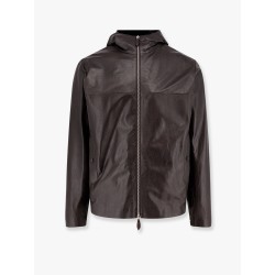 Scritto b-way printed leather jacket