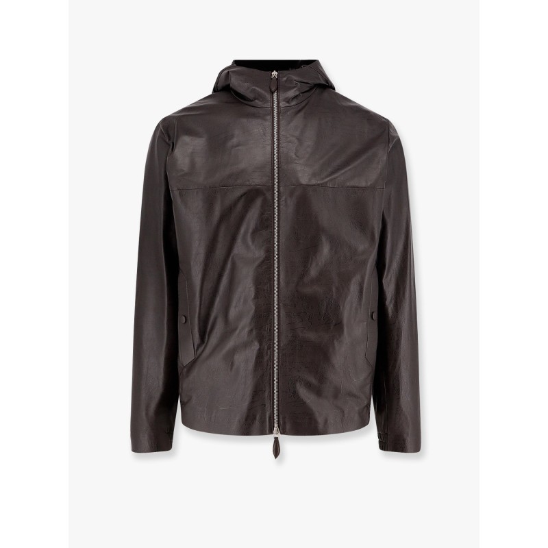 Scritto b-way printed leather jacket