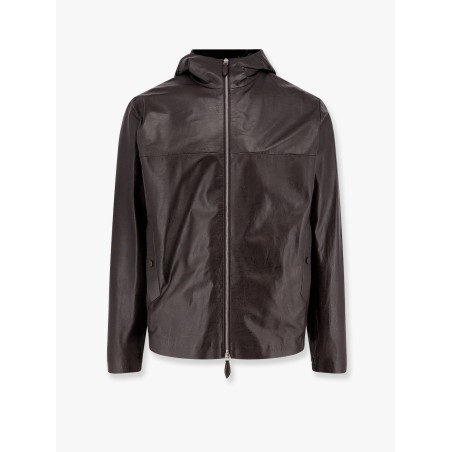 Scritto b-way printed leather jacket