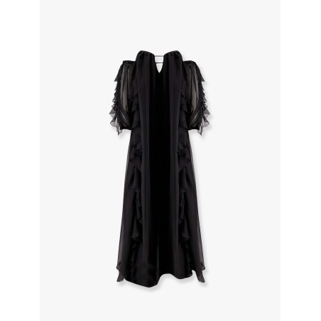 Long dress with bustier and rouches
