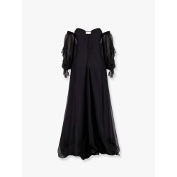 Long dress with bustier and rouches