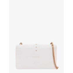 Leather shoulder bag with love birds buckle