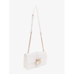 Leather shoulder bag with love birds buckle