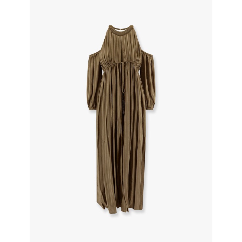 Allenatore georgette long dress with striped motif