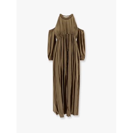 Allenatore georgette long dress with striped motif