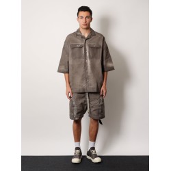 Bauhaus denim bermuda shorts with maxi pockets