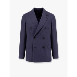 Wool blend blazer with iconic removable brooch