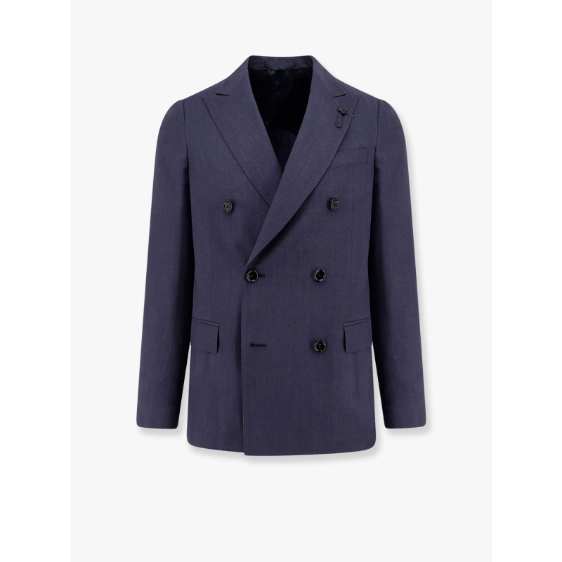 Wool blend blazer with iconic removable brooch