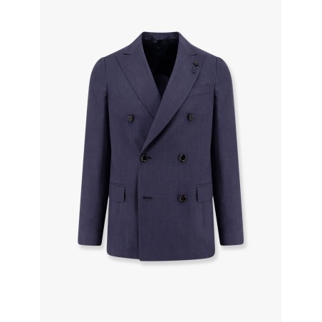 Wool blend blazer with iconic removable brooch