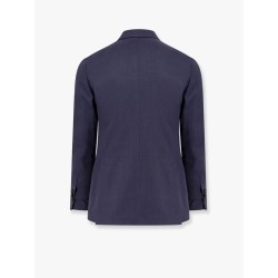 Wool blend blazer with iconic removable brooch