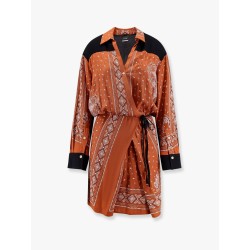 Mesopotamia viscose dress with bandana print and georgette profiles