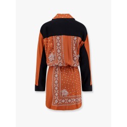 Mesopotamia viscose dress with bandana print and georgette profiles