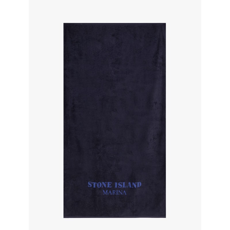 Terry beach towel with stone island marina print