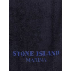Terry beach towel with stone island marina print