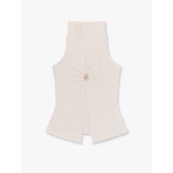 Ribbed knitted top with metal detail