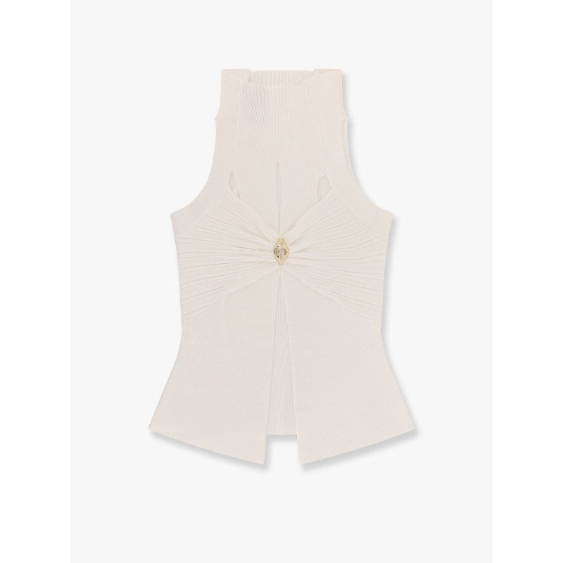 Ribbed knitted top with metal detail