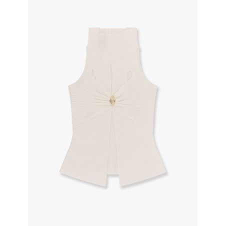 Ribbed knitted top with metal detail