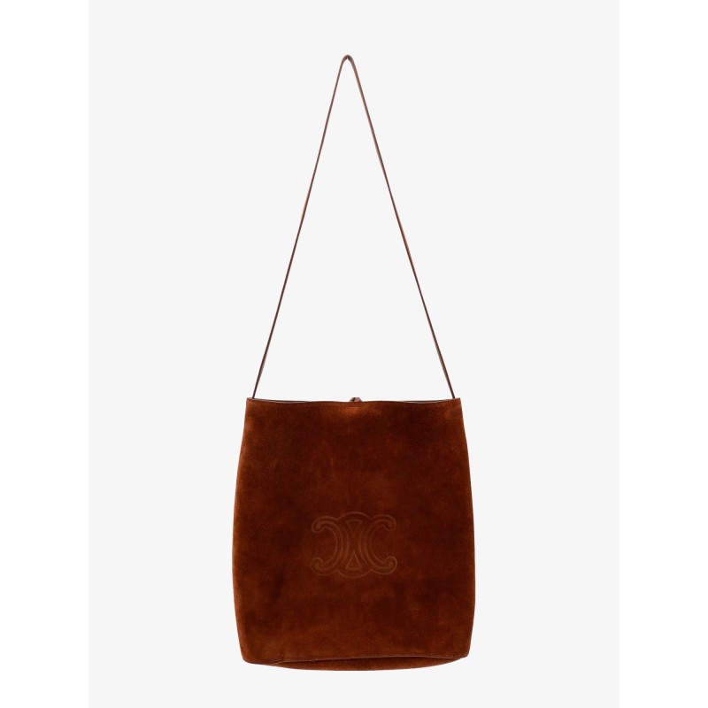 Bucket suede shoulder bag with Triomphe logo