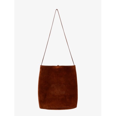 Bucket suede shoulder bag with Triomphe logo